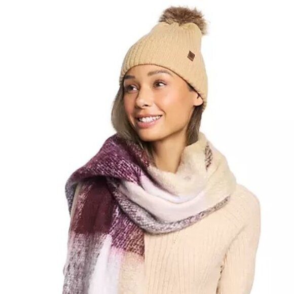 New in Box, Lucky Brand Camel Pom Beanie & Matching Scarf Set. - Picture 4 of 4
